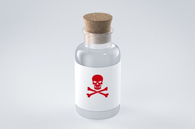 Fentanyl, Legal Versus Illegal Fentanyl, glass bottle with poison symbol