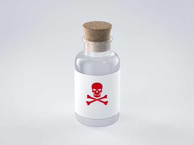 glass bottle with poison symbol